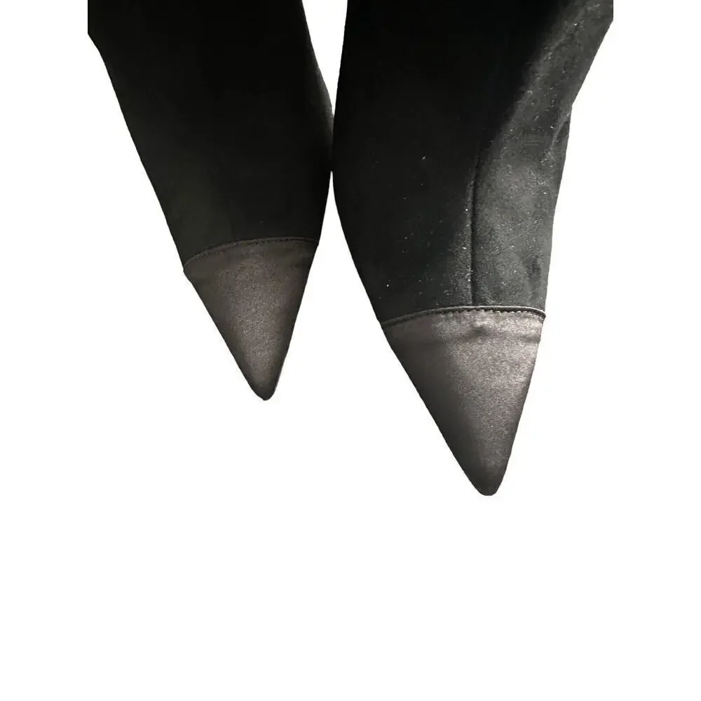 Good American Over the Knee Slouch Suede Boots Black GA173K-X Women's 7.5 NWOB